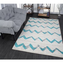 Galaksi Home  Modern Desenli Yazlık Ince Halı Oturma Odası Halısı 3213 Turkuaz
