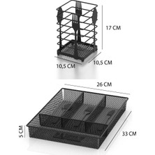 TEKNOTEL DESENLİ KAŞIKLIK SETİ 2 PARÇA MAT SİYAH MG070 MG071