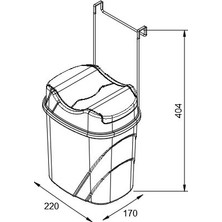 TEKNOTEL DOLAP İÇİ ASKILI YUTAN KAPAK ÇÖP KOVASI BEYAZ+GRİ KOVA SF007