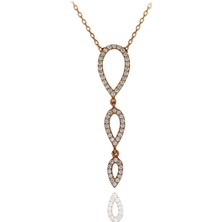 Beyaz Taşlı Sallantılı 3 Lü Damla Gümüş Kolye