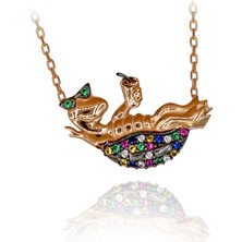 Keyifle Kokteyl Içen Kaplumbağa Gümüş Kolye