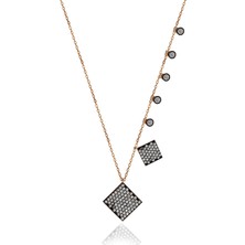 Beyaz Taşlı Kare Gümüş Şans Kolyesi