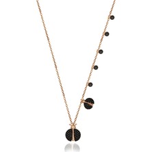 Siyah Taşlı Uğur Böceği Gümüş Şans Kolyesi