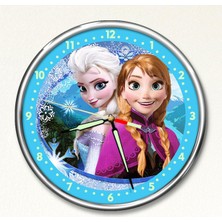 Dekor Loft Dekor Loft Premium Gece Parlayan Elsa ve Anna Frozen  Çocuk Odası Duvar Saati PFS-1838