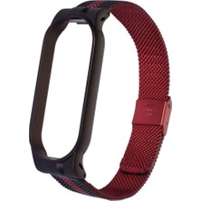 Case 4U Xiaomi Mi Band 6 / Mi Band 5 Akıllı Bileklik Metal Kordon Renkli Milano Loop Siyah - Kırmızı