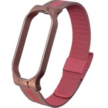 Case 4U Xiaomi Mi Band 6 / Mi Band 5 Akıllı Bileklik Metal Kordon Renkli Milano Loop Rose Gold - Pembe