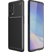 Case 4U Oppo Reno 5 Pro 5G Kılıf Rugged Armor Karbon Desenli Lüx Negro Silikon Arka Kapak Siyah