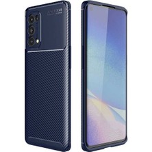 Case 4U Oppo Reno 5 Kılıf Rugged Armor Karbon Desenli Lüx Negro Silikon Arka Kapak Lacivert