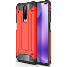 Case 4U Xiaomi Poco X2 Kılıf Military Armor Çift Katmanlı Crash Silikon Kılıf Kırmızı