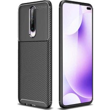 Case 4U Xiaomi Poco X2 Kılıf Karbon Desenli Sert Silikon Arka Kapak Negro Siyah