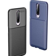 Case 4U Xiaomi Poco X2 Kılıf Karbon Desenli Sert Silikon Arka Kapak Negro Siyah