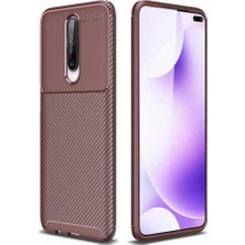 Case 4U Xiaomi Poco X2 Kılıf Karbon Desenli Sert Silikon Arka Kapak Negro Kahverengi