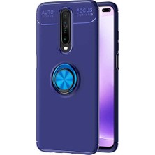 Case 4U Xiaomi Poco X2 Kılıf Autofocus Shockprof Ravel Yüzüklü Standlı Slikon Kapak Lacivert