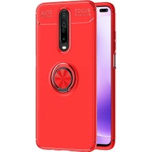 Case 4U Xiaomi Poco X2 Kılıf Autofocus Shockprof Ravel Yüzüklü Standlı Slikon Kapak Kırmızı