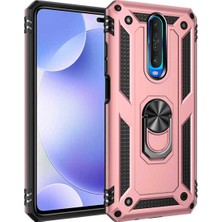 Case 4U Xiaomi Poco X2 Kılıf Çift Katmanlı Yüzüklü Manyetik Vega Kapak Rose Gold