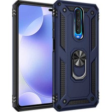 Case 4U Xiaomi Poco X2 Kılıf Çift Katmanlı Yüzüklü Manyetik Vega Kapak Lacivert