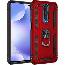 Case 4U Xiaomi Poco X2 Kılıf Çift Katmanlı Yüzüklü Manyetik Vega Kapak Kırmızı