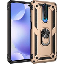 Case 4U Xiaomi Poco X2 Kılıf Çift Katmanlı Yüzüklü Manyetik Vega Kapak Altın