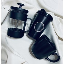 Gökcan Home French Press & Kapaklı Kahve Bardağı & Kupa Bardak Hediye Seti