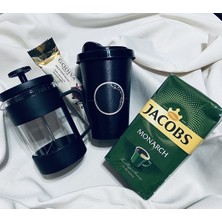 Gökcan Home Monarch 250gr & French Press & Kapaklı Kahve Bardağı & Çikolata Hediye Seti