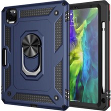 Case 4U Apple iPad Pro 11 2020 Kılıf Çift Katmanlı Yüzüklü Manyetik Vega Kapak Lacivert