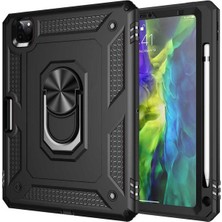 Case 4U Apple iPad Pro 11 Kılıf Çift Katmanlı Yüzüklü Manyetik Vega Kapak Siyah