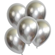 Niyet Krom Balon - Gri - Silver - 50 Adet