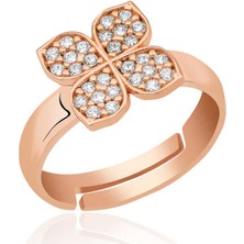 Gümüş Rose Rüzgar Gülü Çiçek Yüzük