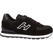 Hammer Jack 19250 Siyah Hakiki Deri Kadin Erkek Günlük Spor Ayakkabi Sneaker Kalin Taban Unisex
