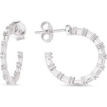 Altın Sepeti Gümüş Bagetli İğneli Halka Küpe