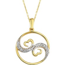 Altın Sepeti Halka Içinde Sonsuzluk Kalp Altın Kolye