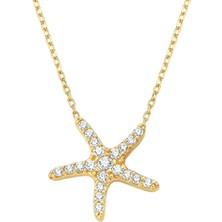 Altın Sepeti Gümüş Altın Rengi Deniz Yıldızı Kolye