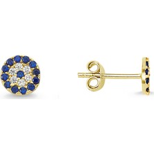 Altın Sepeti Gümüş Altın Kaplamalı Mini Göz Küpe