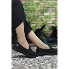 Riccon Kadın Sneaker Düz Tabanlı Koku Yapmayan Ortapedik Siyah Ayakkabı