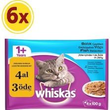 Whiskas Konserve Kedi Mamasi Balikli Çeşitler Pouch Multipack 4X100 gr x 6 Paket