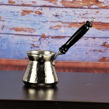 Morya Bakır Cezve Ahşap Sap Kalın Dövme Nikelli Topak 300 ml