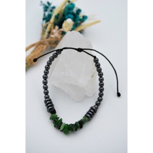 Stoneage Gerçek Zümrüt ve Hematit Taşı Metalsiz Anti Alerjik Şifa Bilekliği