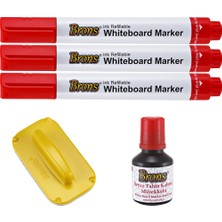 Brons Doldurulabilir Kırmızı Tahta Kalemi Mürekkep Silgi Seti