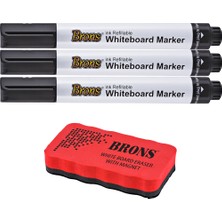 Brons Siyah Tahta Kalemi Manyetik Silgi Seti 3 Parça Doldurulabilir Yazı Tahtası Kalemi