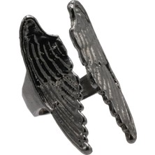 Labalaba Kadın Antrasit Lak Kaplama Ayarlanabilir Melek Kanadı Yüzük