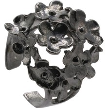 Labalaba Kadın Antrasit Lak Kaplama Ayarlanabilir Kırçiçeği Yüzük