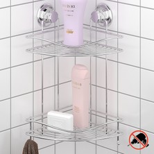 Tekno-tel Vakumlu 2 Katlı Banyo Köşe Rafı Krom DM253