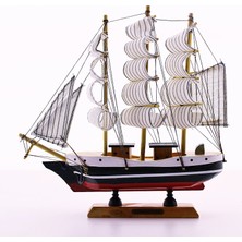 Hediye Filesi Ahşap El Yapımı Yelkenli Gemi Maketi Dekoratif Hobi 23CM- E