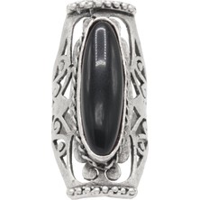 Labalaba Kadın Antik Gümüş Kaplama Renkli Boncuk Detaylı Ayarlanabilir Otantik Yüzük