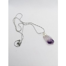 Ganesha by Aslıhan Turhan Amestist Doğal Taş Kolye Çelik Zincirli