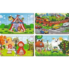 Maketçiniz 4 Adet 24 Parça Ahşap Puzzle Yapboz Set-7