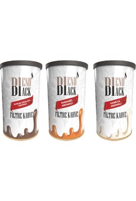 BlendBlack Filtre Kahve 3'lü Aromalı (Isviçre, Karamel, Vanilya) 3 x 250 gr Teneke Kutu