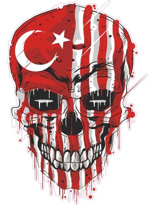 Sticker Atölyesi Komando Asker Ay Yıldız Kurukafa  Sticker  - 13107