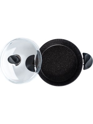 Papilla Vilma Kısa Tencere Granit 30CM 4mm Kalınlık Siyah