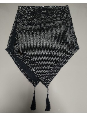 Kırlent Dünyası  Gümüş Renkli Pulllu Payetli Runner